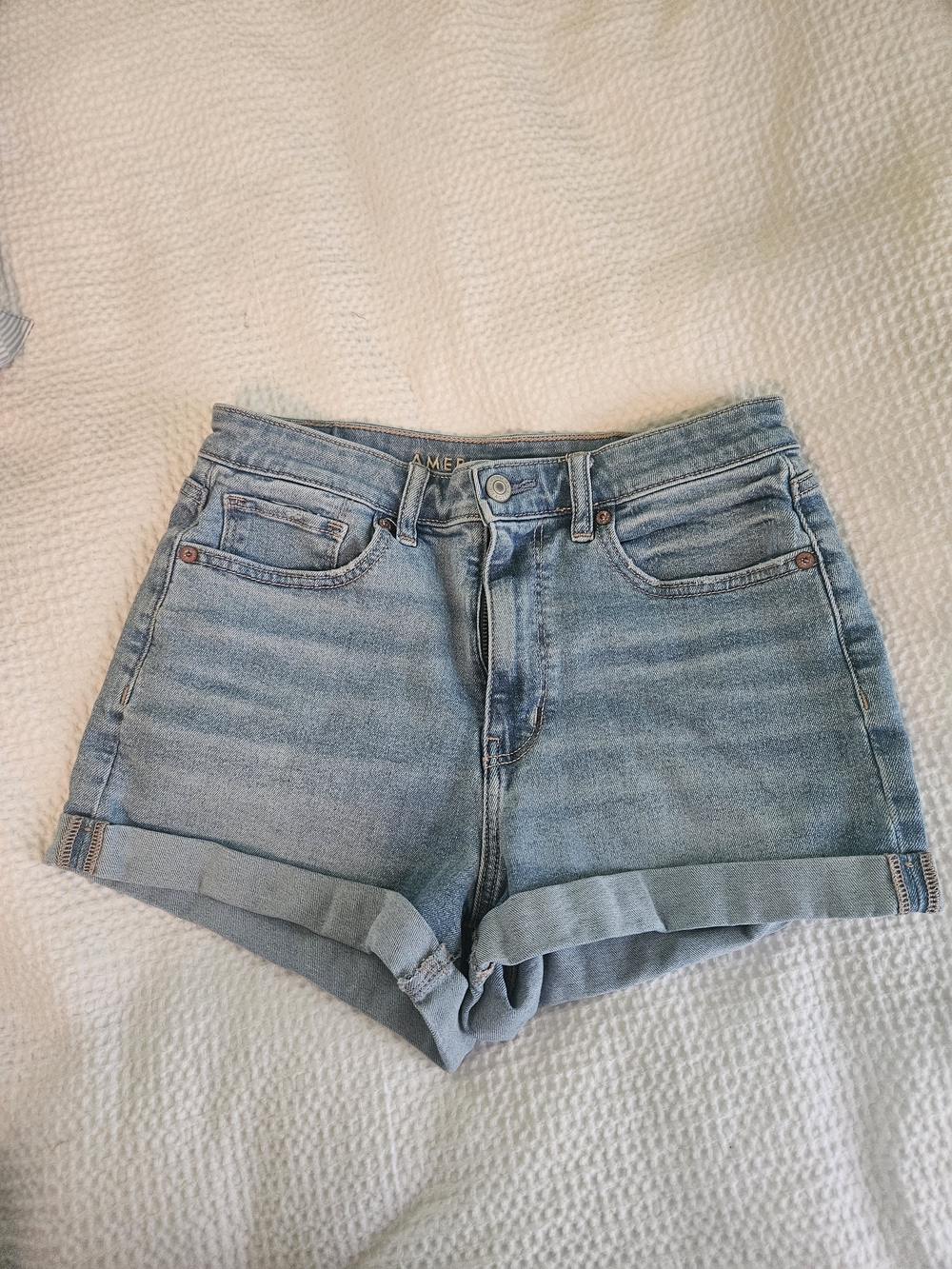 American Eagle Outfitters Light Blue Rolled Cuff Denim Shorts
